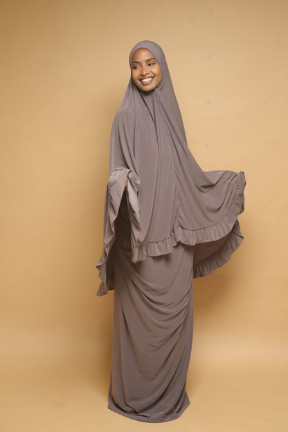 Robe de prière Jupe et Khimar BY NOUR Taupe - vue 2