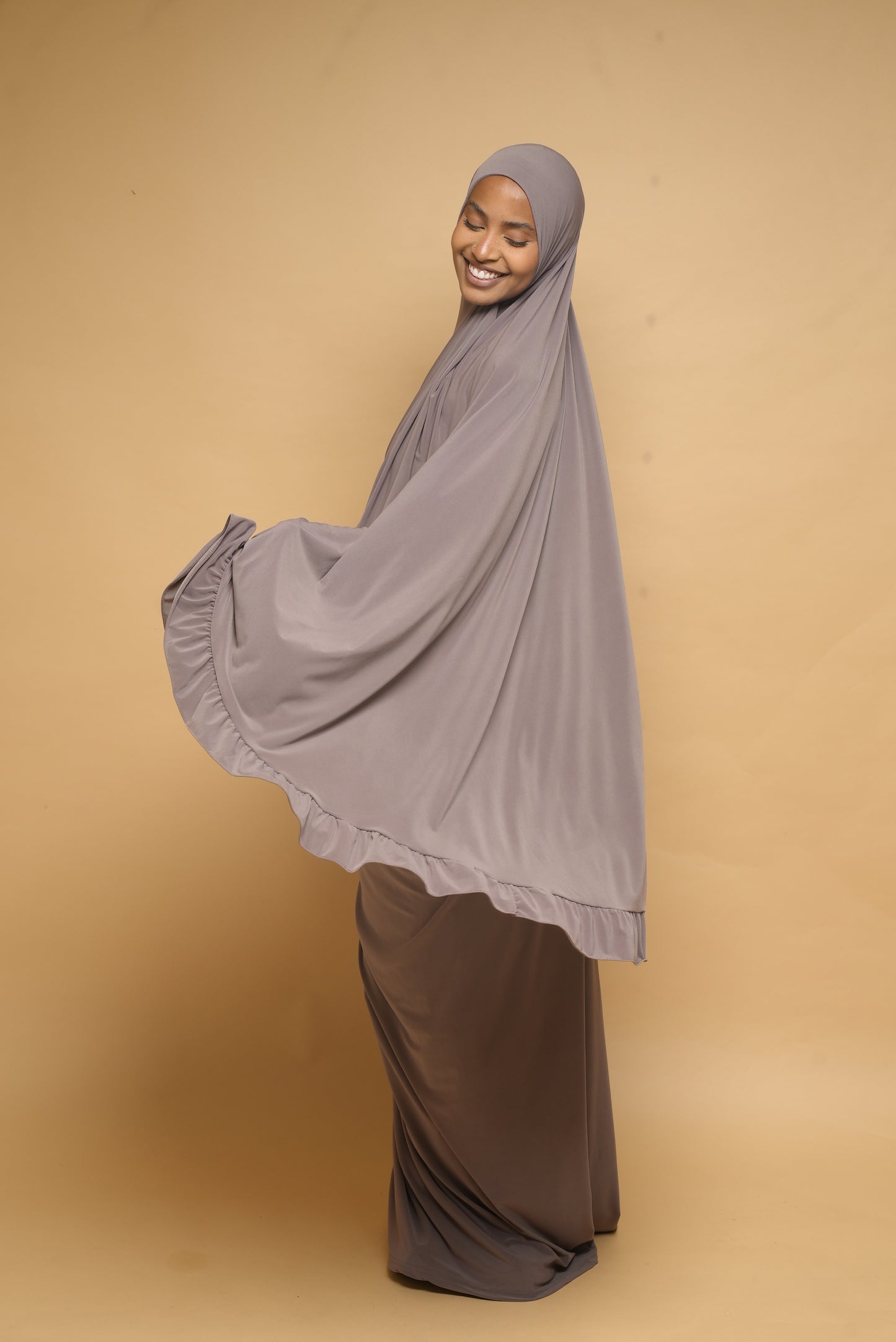 Robe de prière Jupe et Khimar BY NOUR Taupe - vue 3