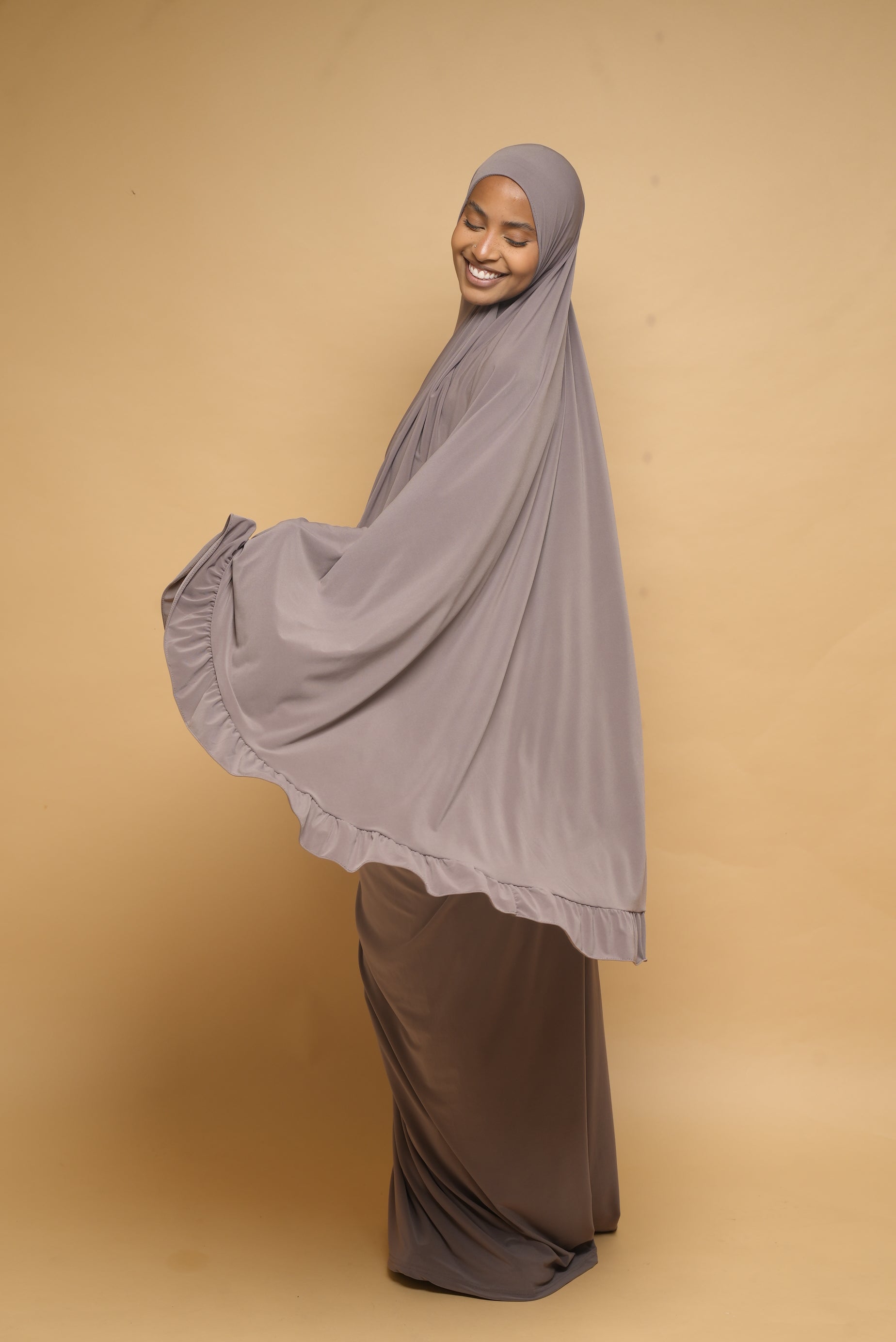 Robe de prière Jupe et Khimar BY NOUR Taupe - vue 3