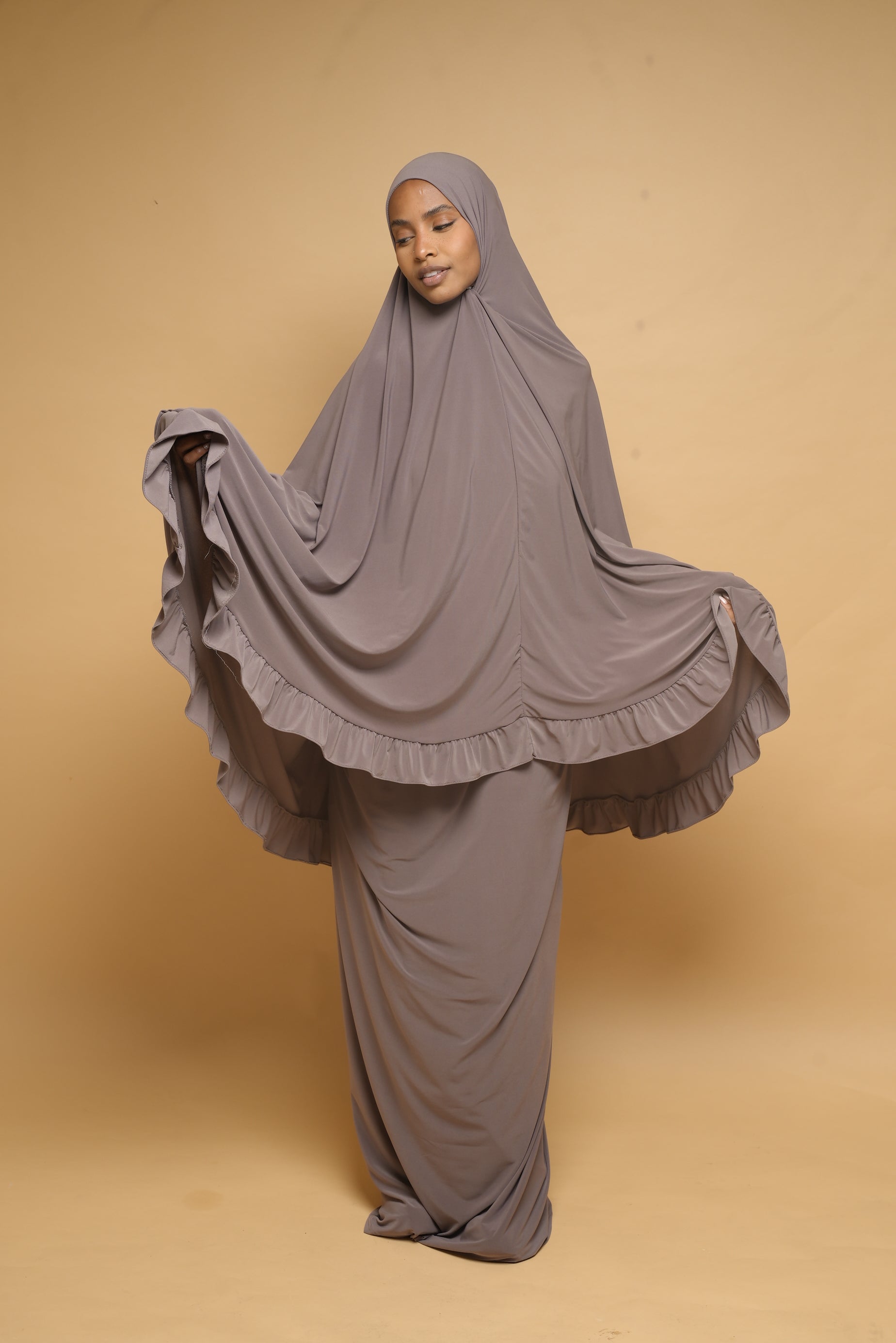 Robe de prière Jupe et Khimar BY NOUR Taupe - vue 8