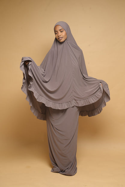 Robe de prière Jupe et Khimar BY NOUR Taupe - vue 8