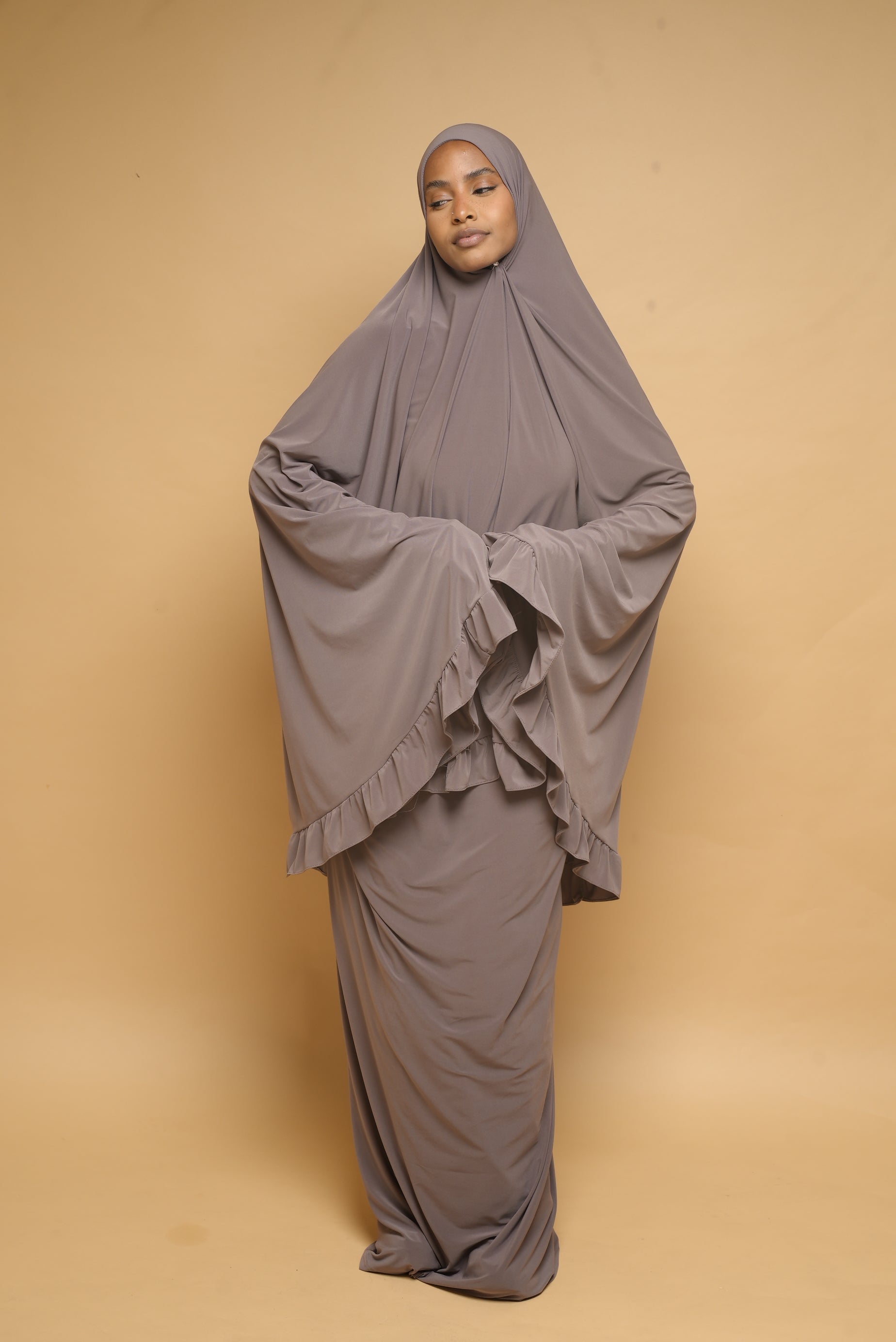 Robe de prière Jupe et Khimar BY NOUR Taupe - vue 9