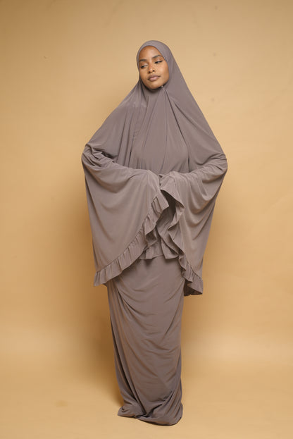 Robe de prière Jupe et Khimar BY NOUR Taupe - vue 9