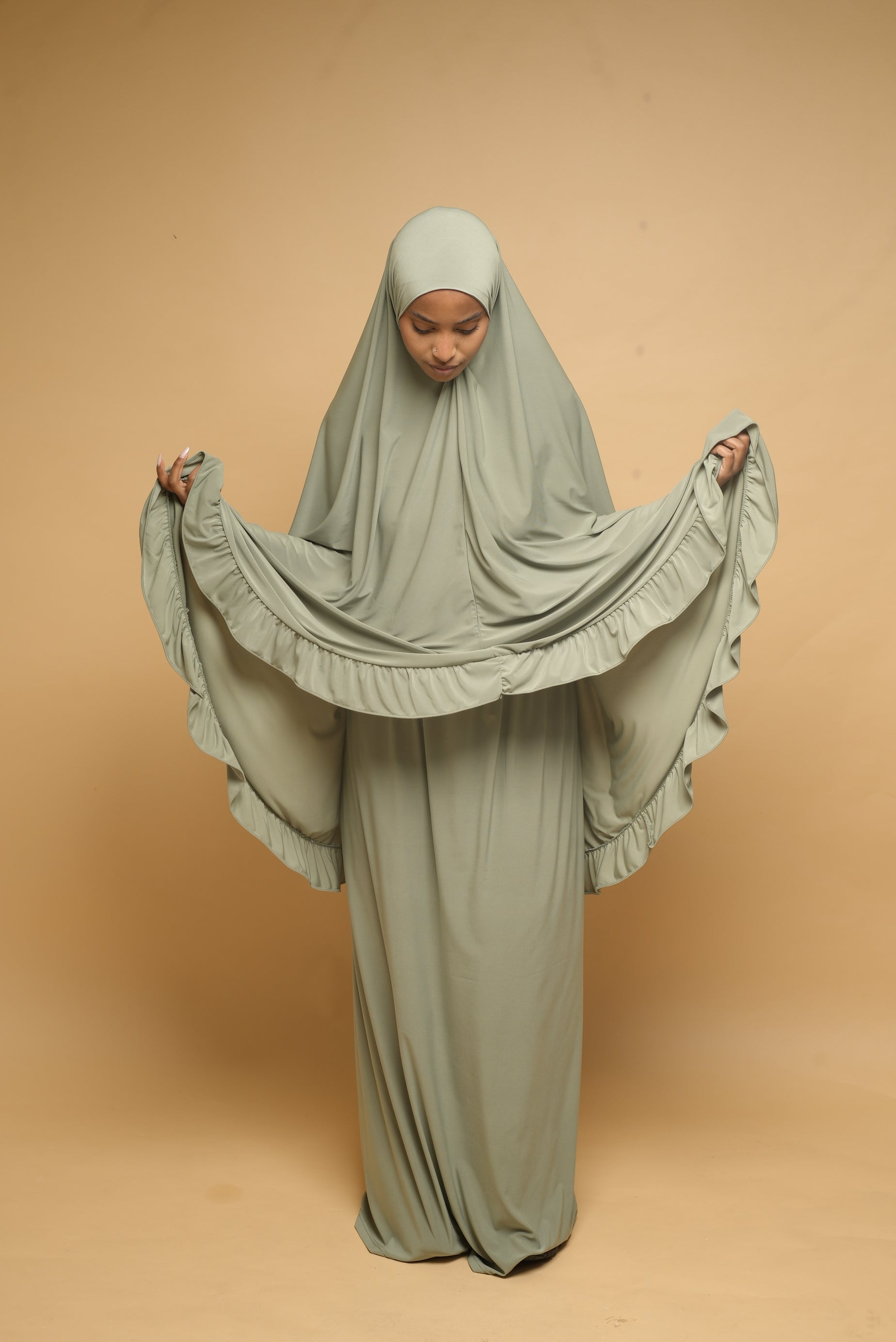 Robe de prière Jupe et Khimar BY NOUR Vert Amande - vue 1