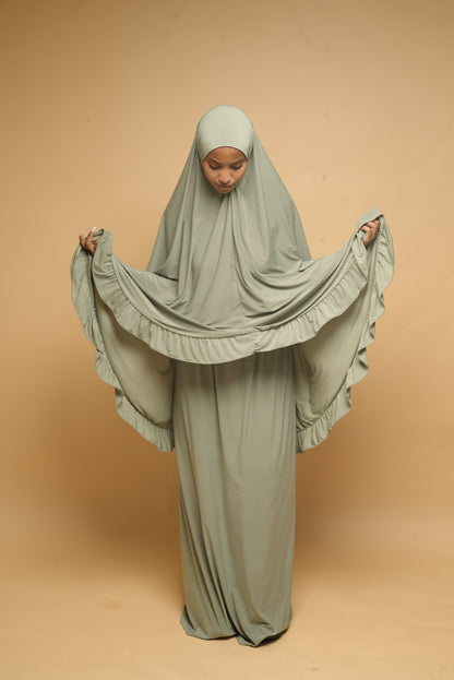 Robe de prière Jupe et Khimar BY NOUR Vert Amande - vue 1