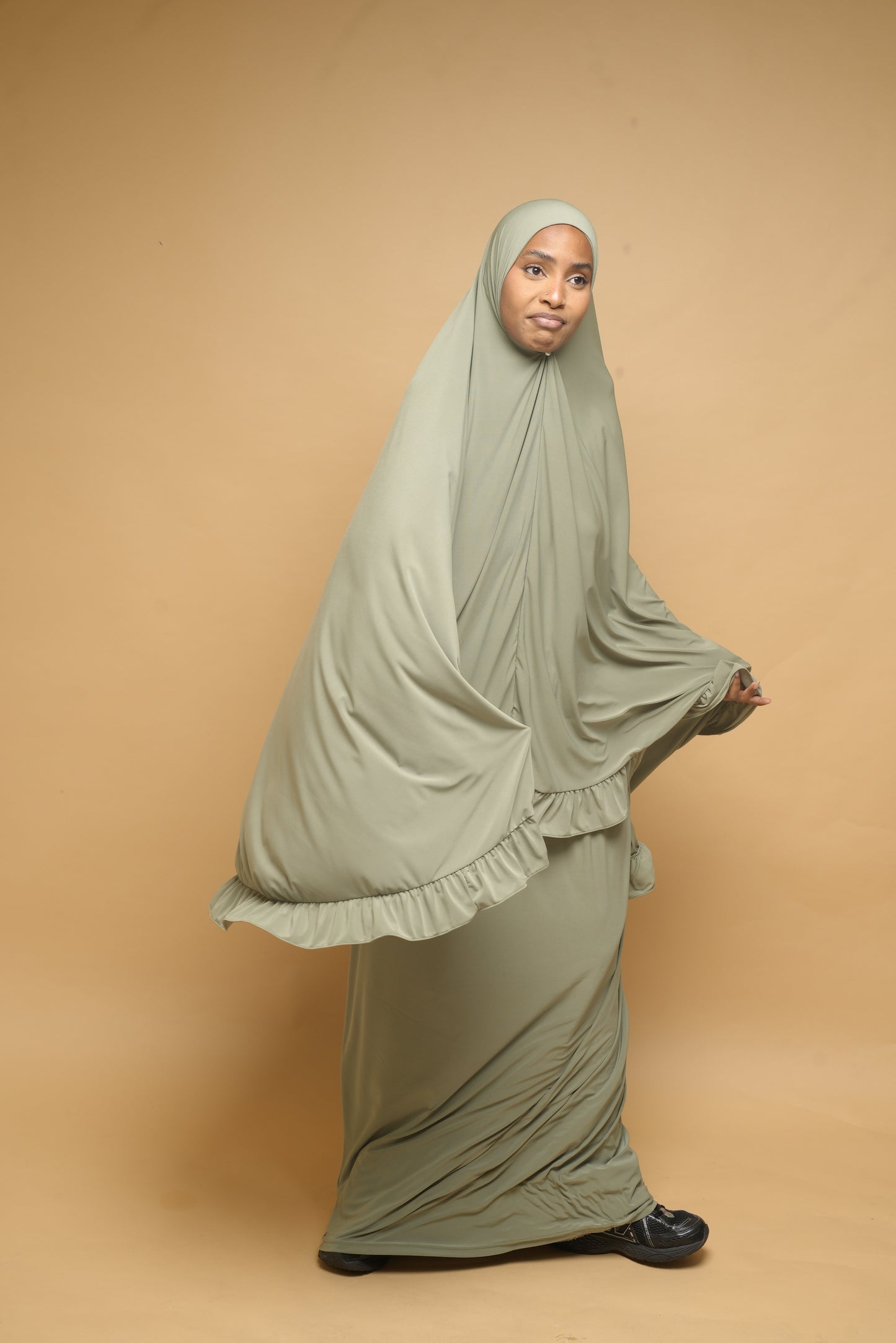 Robe de prière Jupe et Khimar BY NOUR Vert Amande - vue 10