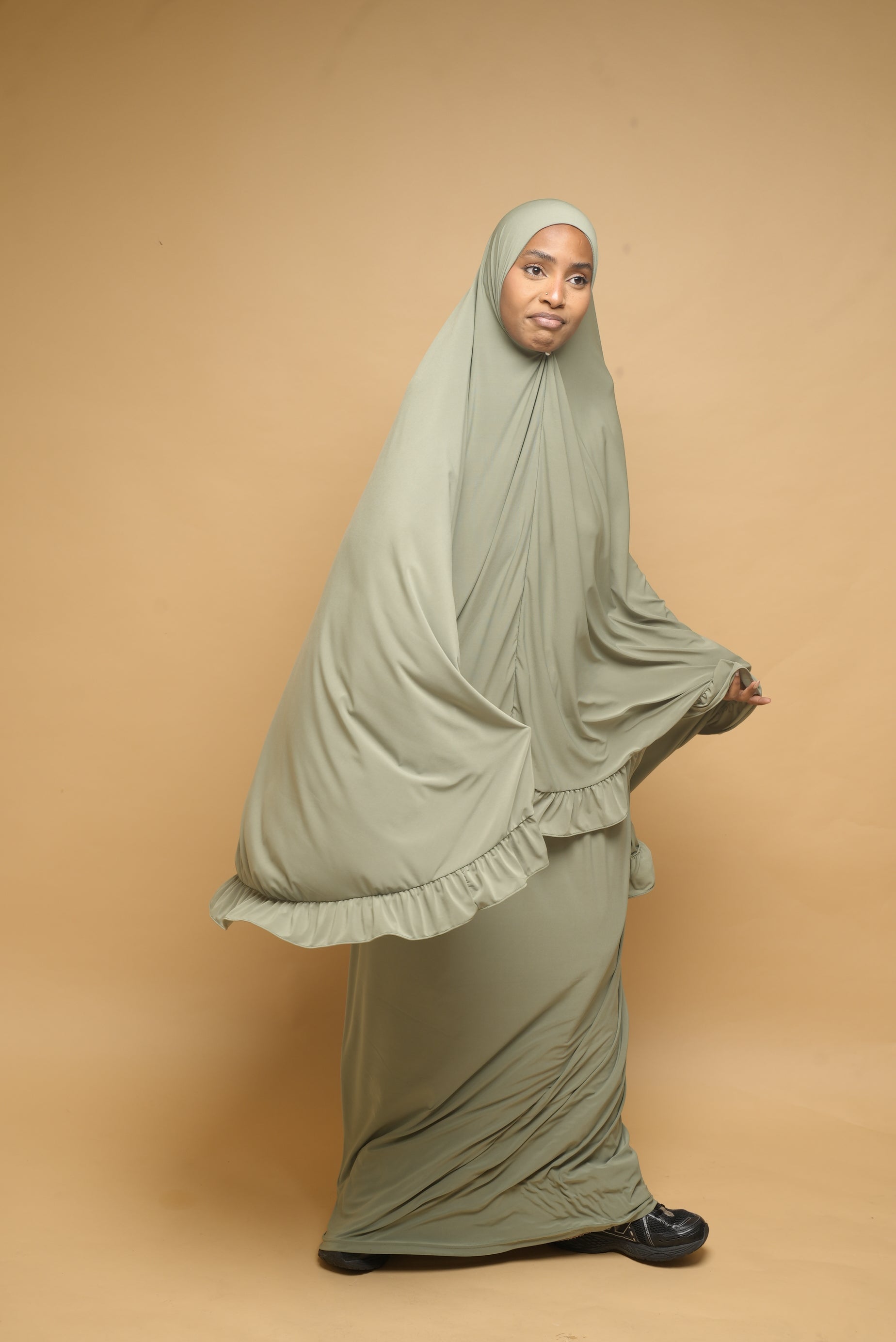 Robe de prière Jupe et Khimar BY NOUR Vert Amande - vue 10