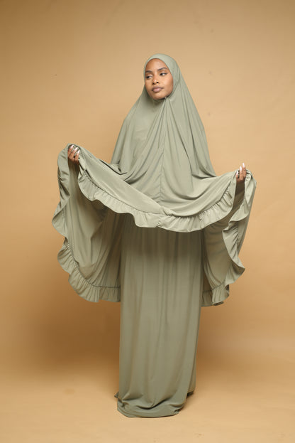 Robe de prière Jupe et Khimar BY NOUR Vert Amande - vue 2