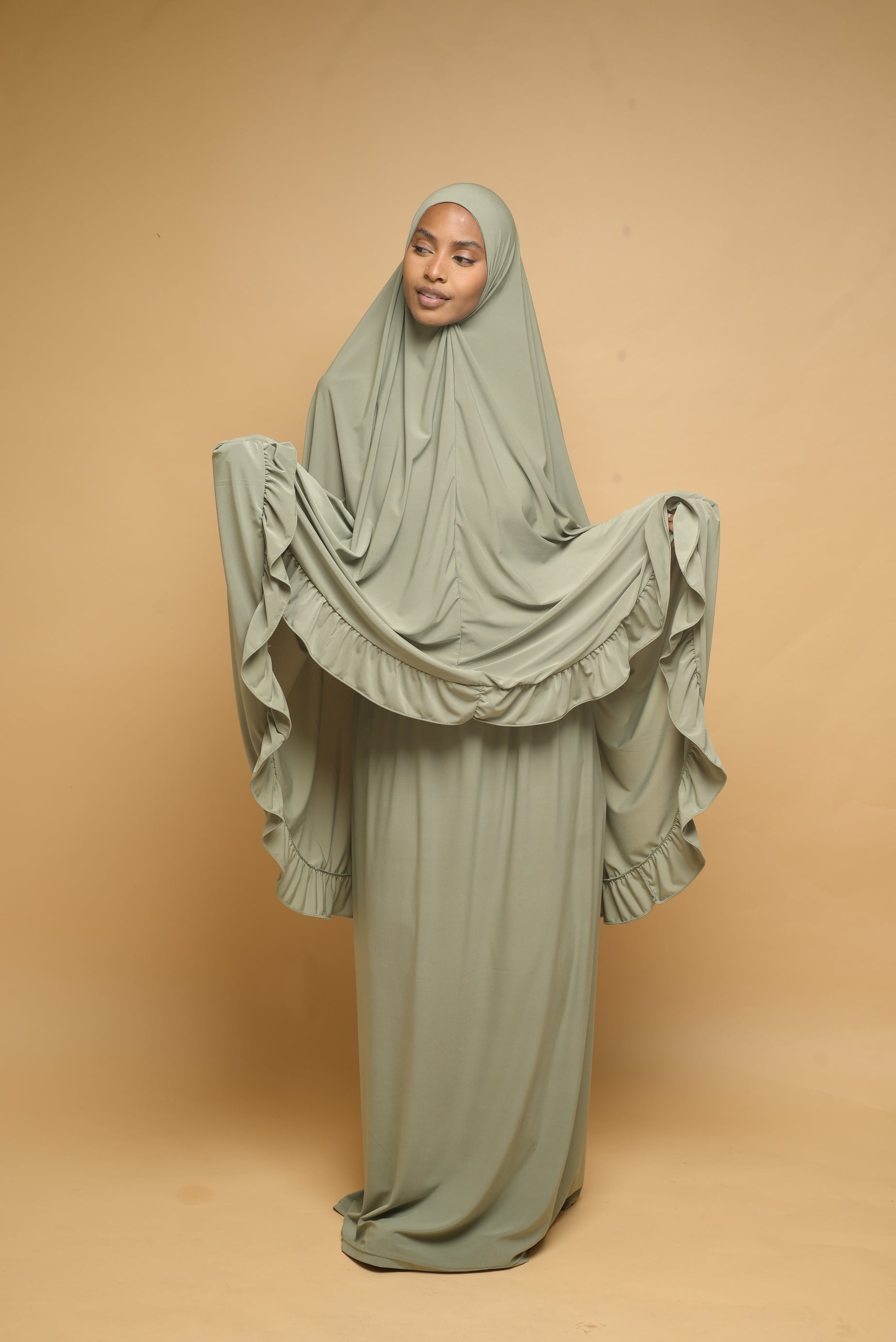 Robe de prière Jupe et Khimar BY NOUR Vert Amande - vue 3
