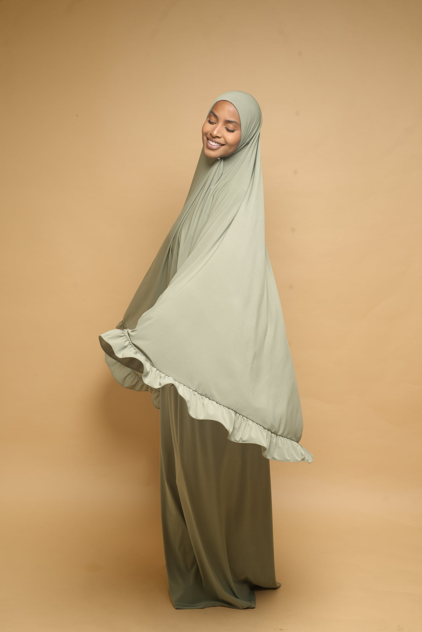 Robe de prière Jupe et Khimar BY NOUR Vert Amande - vue 4