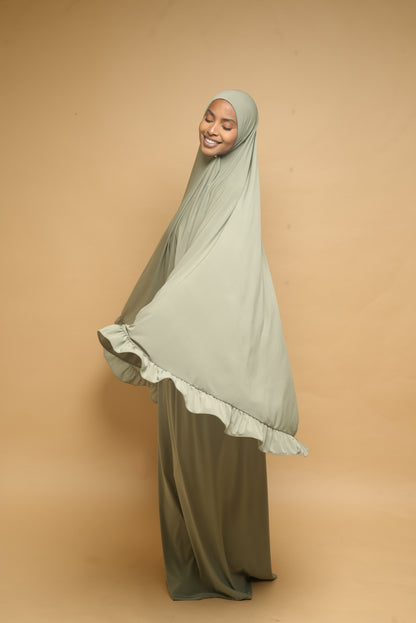 Robe de prière Jupe et Khimar BY NOUR Vert Amande - vue 4