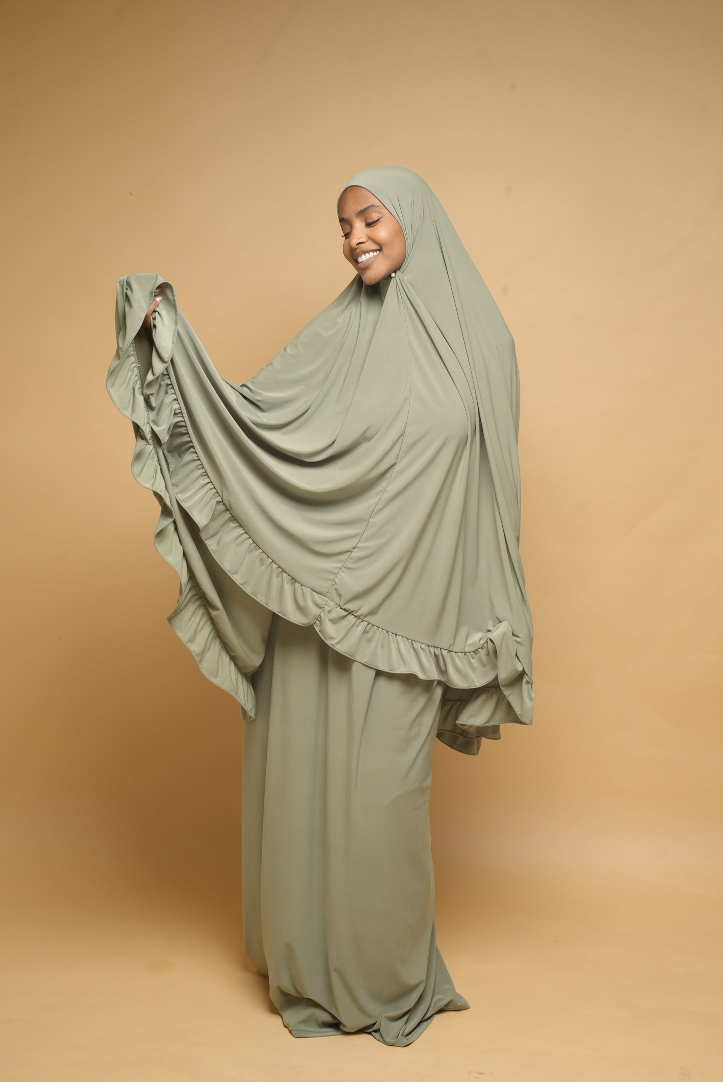 Robe de prière Jupe et Khimar BY NOUR Vert Amande - vue 5