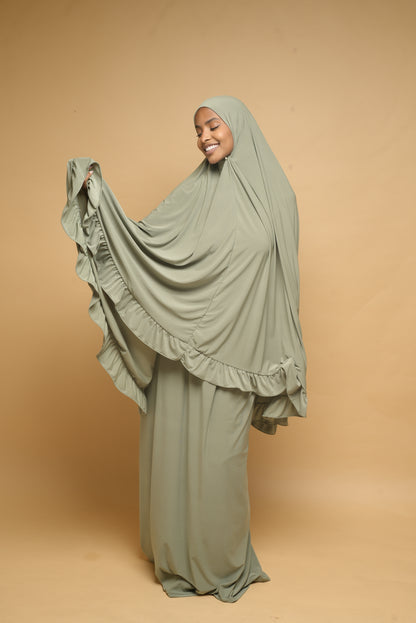 Robe de prière Jupe et Khimar BY NOUR Vert Amande - vue 5