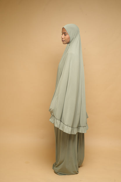 Robe de prière Jupe et Khimar BY NOUR Vert Amande - vue 6