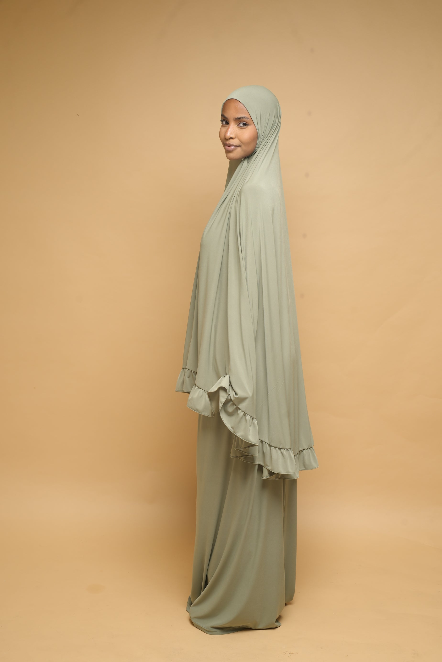 Robe de prière Jupe et Khimar BY NOUR Vert Amande - vue 7