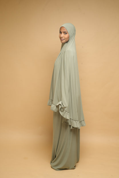 Robe de prière Jupe et Khimar BY NOUR Vert Amande - vue 7