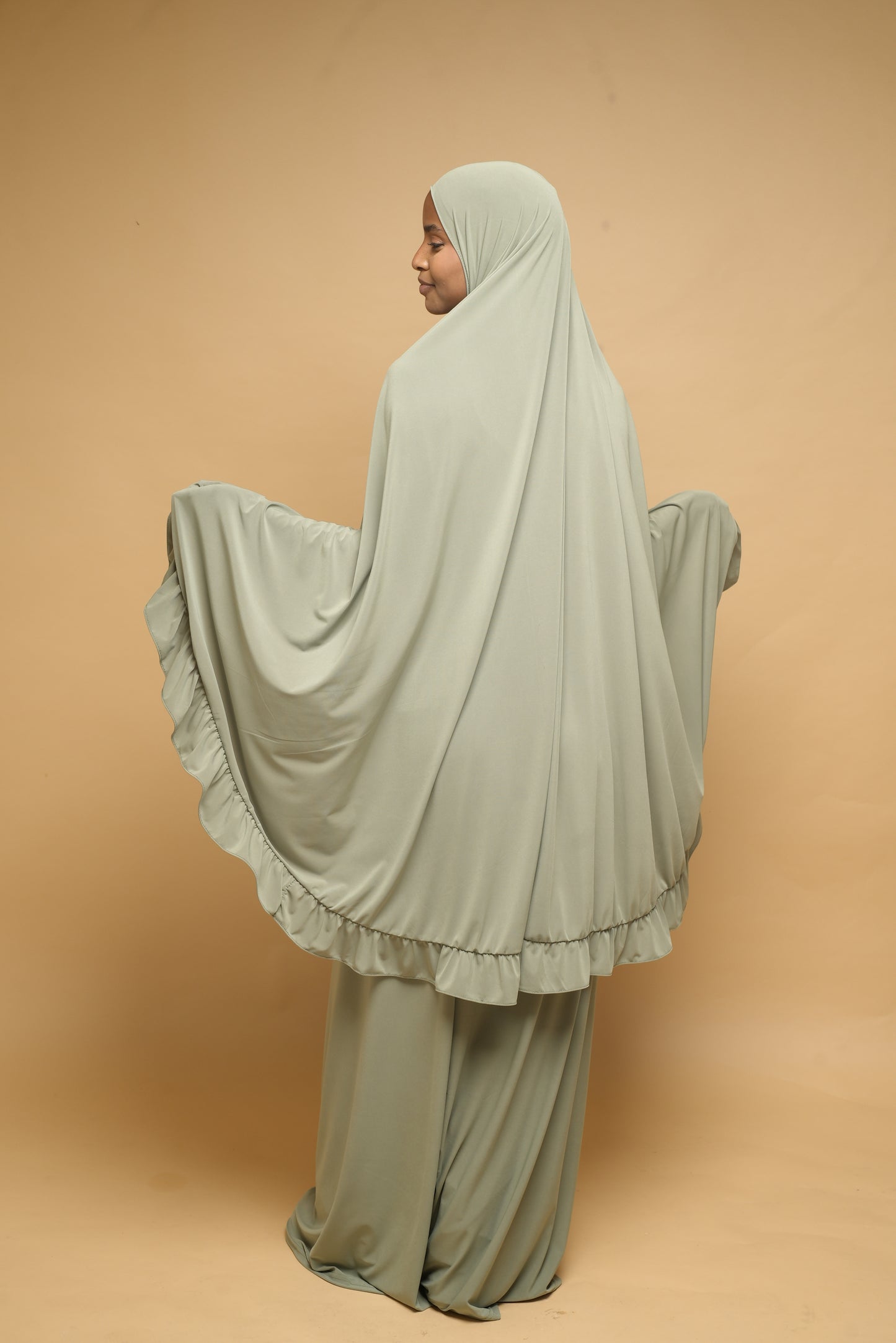 Robe de prière Jupe et Khimar BY NOUR Vert Amande - vue 8