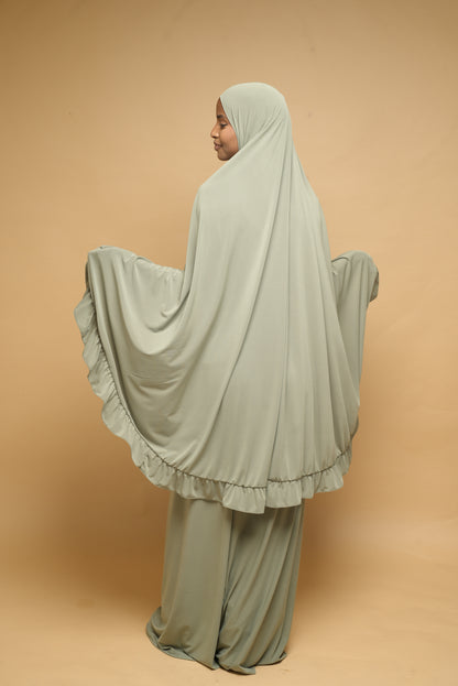 Robe de prière Jupe et Khimar BY NOUR Vert Amande - vue 8