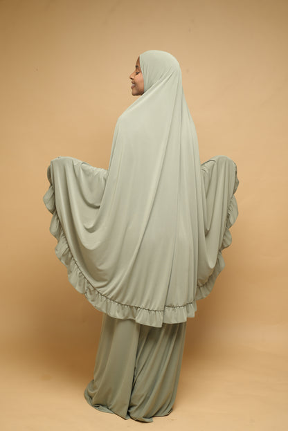 Robe de prière Jupe et Khimar BY NOUR Vert Amande - vue 9